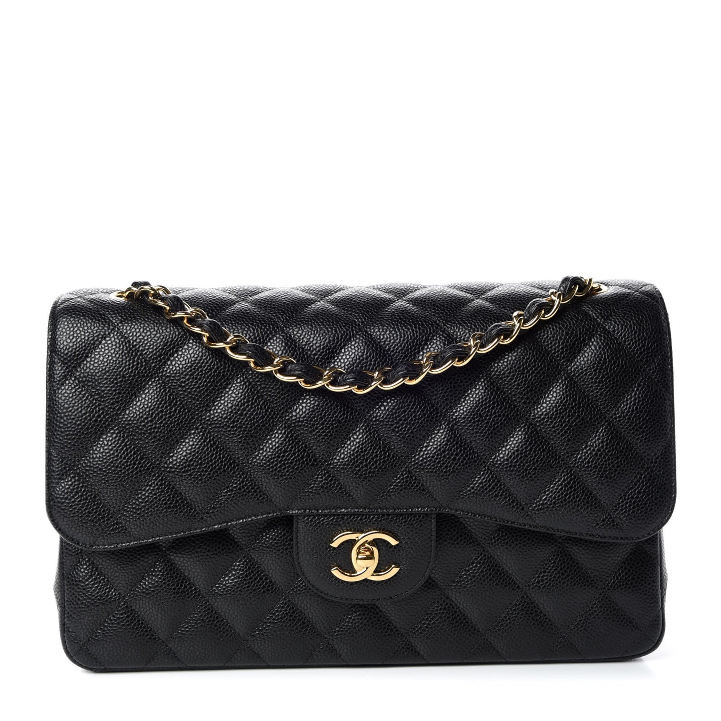 Caviar Quilted Jumbo Double Flap Black