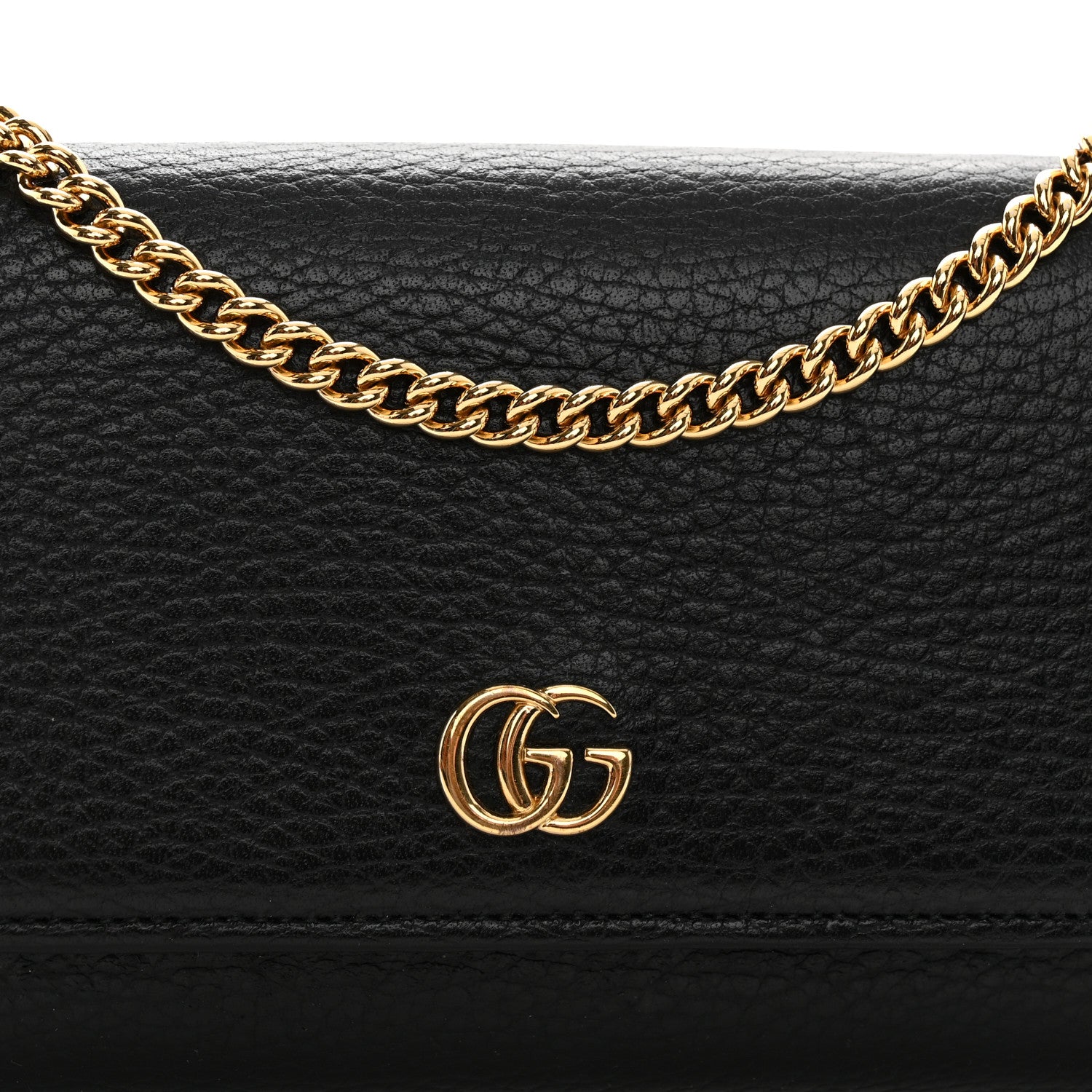 Gucci Dollar Calfskin Petite GG Marmont Wallet Chain Bag Black 8 of 10