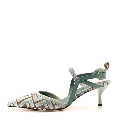 Fendi Vitello Grace Velluto FF Colibri 55mm Slingback Pumps 39.5 Menta Oil 39.5 Menta Oil Matcha 1 of 10