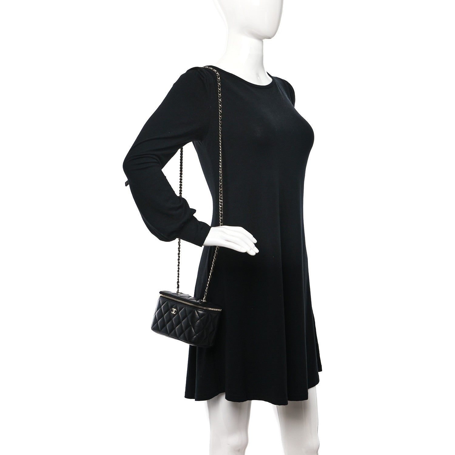 Chanel Caviar Quilted Small Vanity Case With Chain Black 2 of 11