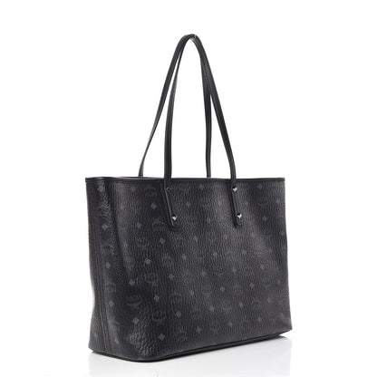 MCM Visetos Medium Anya Zip Top Shopper Tote Black 3 of 9