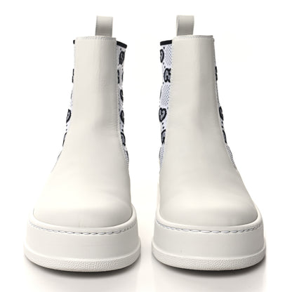 Gucci Dali Soft Calfskin Technical Jersey Knit GG Monogram Ankle Boots 35 White Great White Black 2 of 9