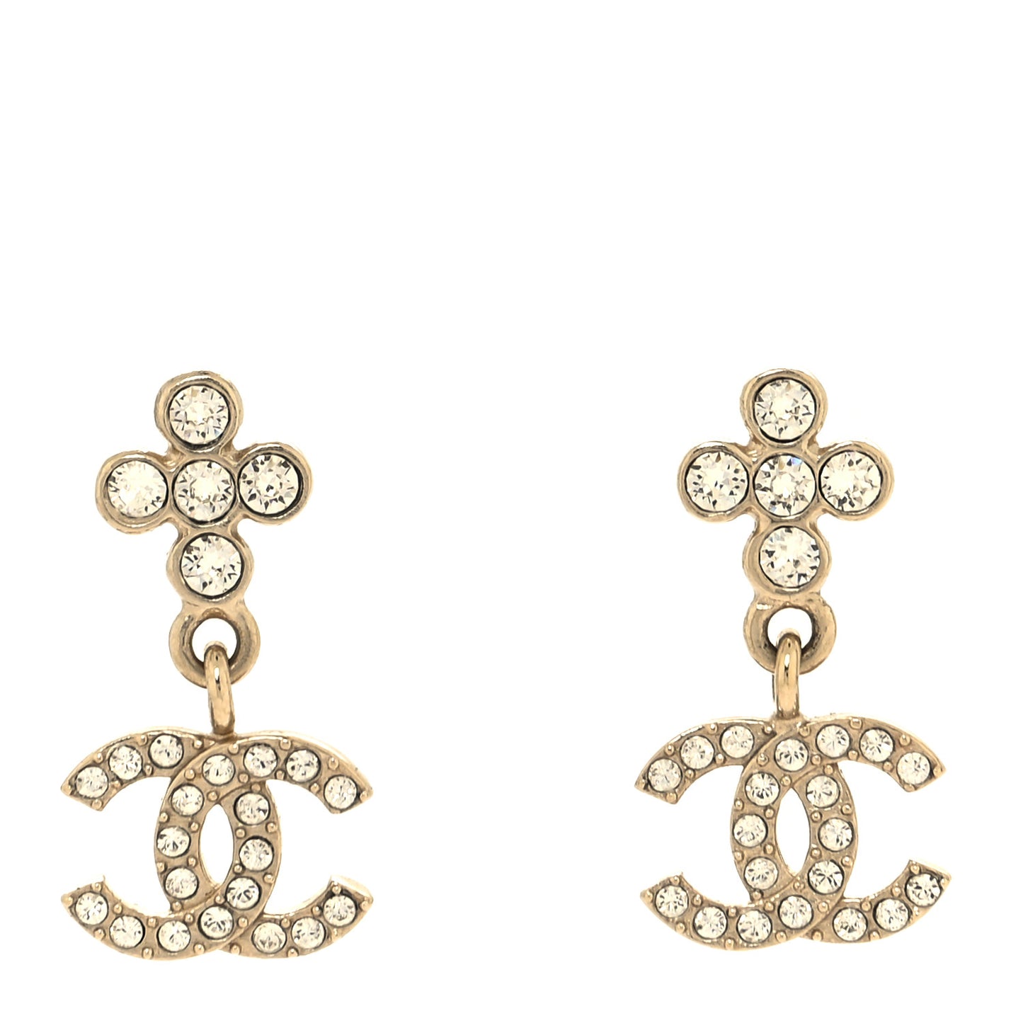 Crystal CC Drop Earrings Gold