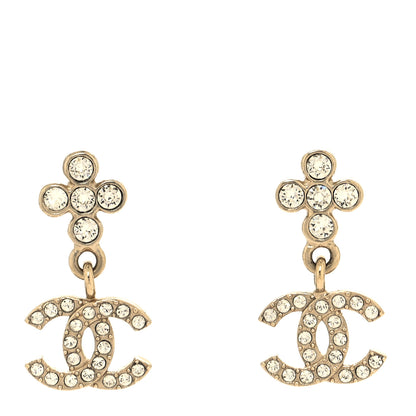Chanel Crystal CC Drop Earrings Gold 1 of 4