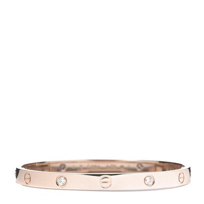 Cartier 18K Pink Gold 4 Diamond LOVE Bracelet 19 2 of 8