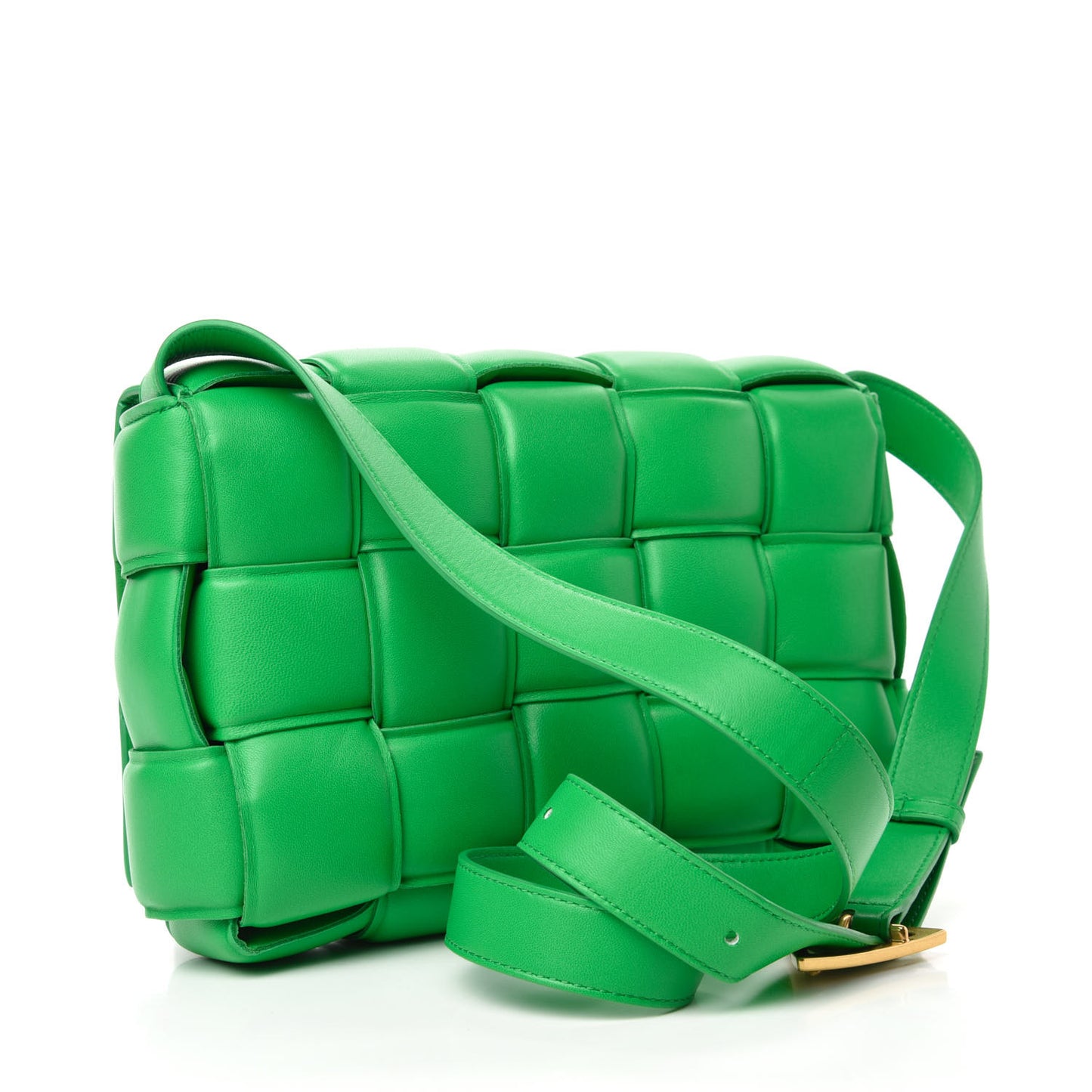 Nappa Maxi Intreccio Padded Cassette Crossbody Bag Grass