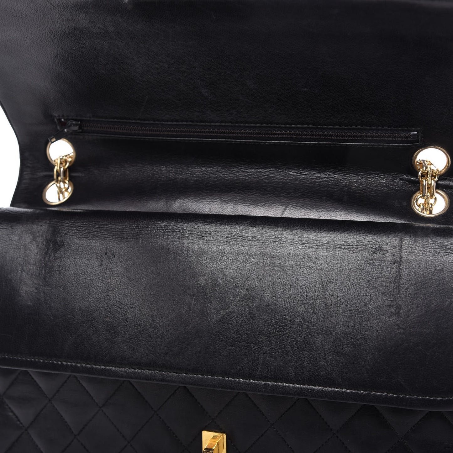 Lambskin Quilted Medium Double Flap Bijoux Chain Black