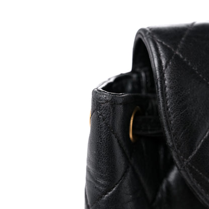 Chanel Lambskin Quilted Drawstring Backpack Black 12 of 16