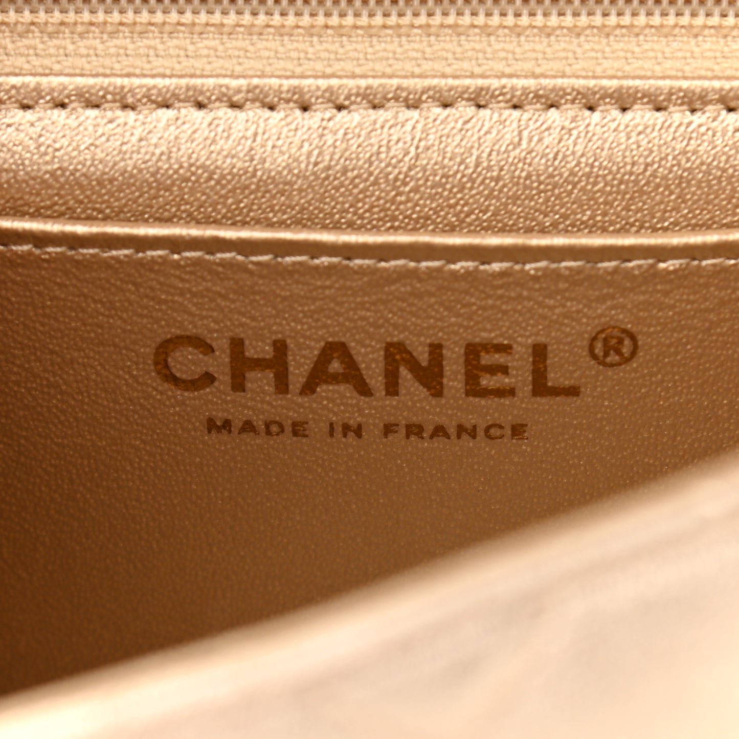 Metallic Lambskin Quilted Mini Square Flap Gold