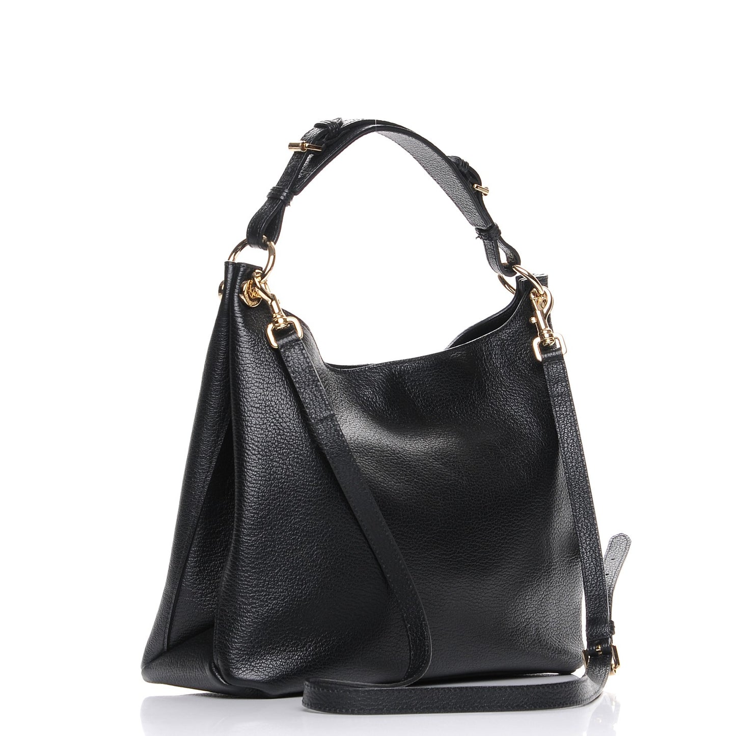 Goat Printed Calfskin Small Freya Hobo Black