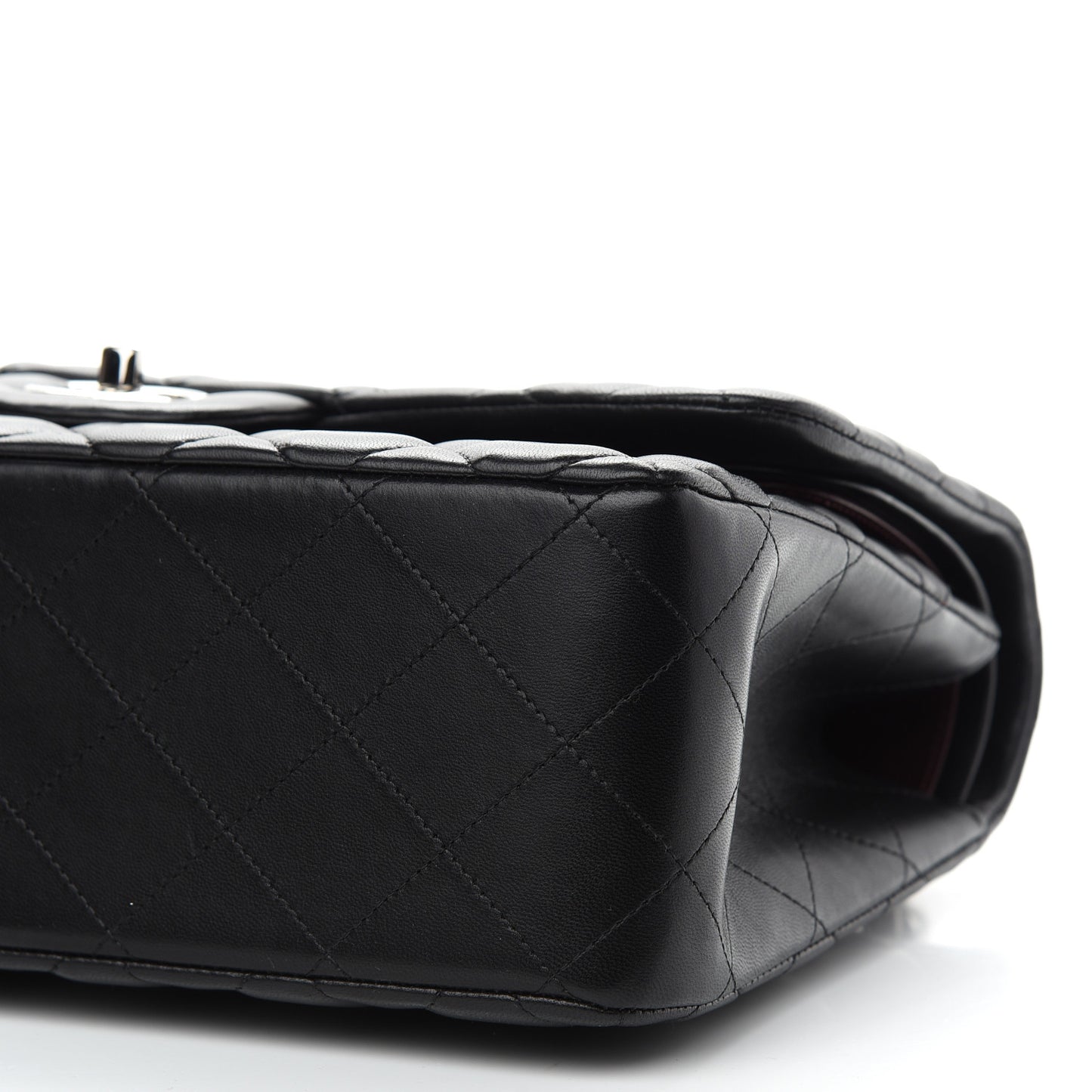 Lambskin Quilted Jumbo Double Flap Black