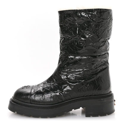 Chanel Lambskin Shearling Short Boots 38 Black 1 of 8