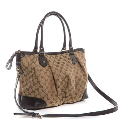 Gucci Monogram Large Sukey Top Handle Bag Beige Dark Brown 3 of 9