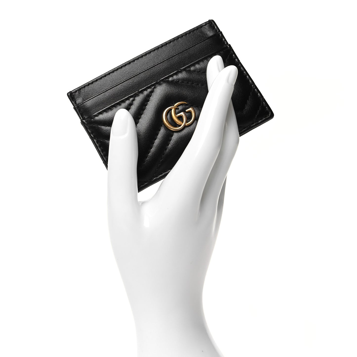 Calfskin Matelasse GG Marmont Card Holder Black