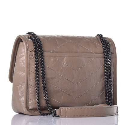 Saint Laurent Crinkled Calfskin Matelasse Monogram Baby Niki Chain Satchel Light Taupe 3 of 8
