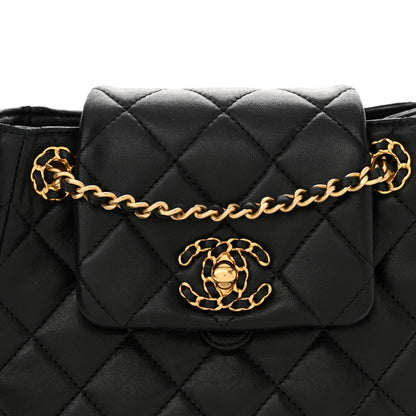 Chanel Lambskin Quilted Braided CC Accordion Flap Bag Black 8 of 11