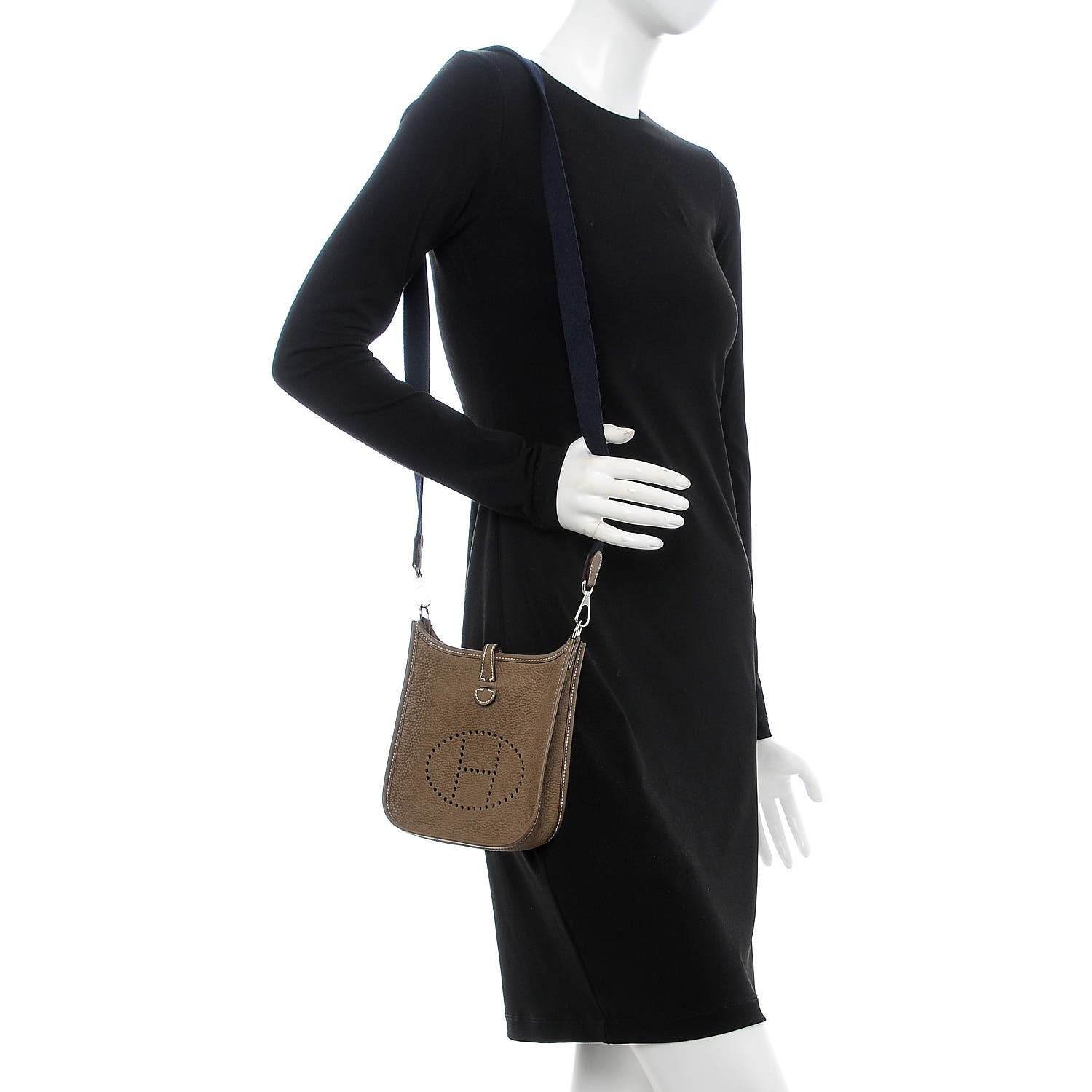 Hermes Taurillon Clemence Amazone Evelyne TPM Etoupe Bleu Indigo 2 of 8