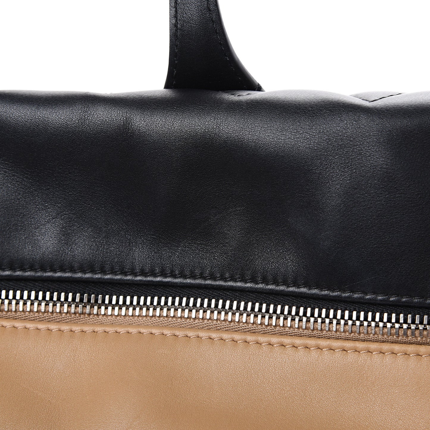 Calfskin Quilted Feather Weight Bowling Bag Black Beige