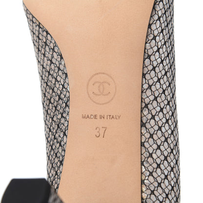 Chanel Lame Lace Cap Toe Pumps 37 Beige 7 of 12