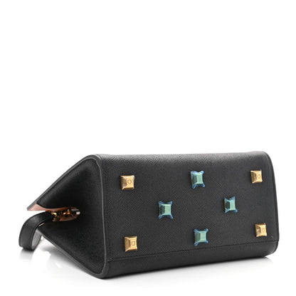 Salvatore Ferragamo Hammered Calfskin The Studio Box Bag Black 4 of 10