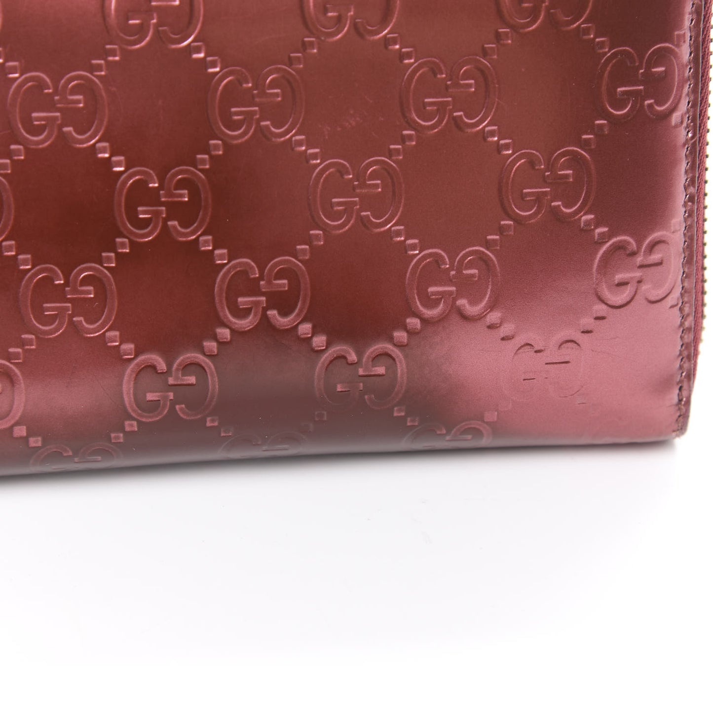 Shine Guccissima Margaux Calfskin Lovely Zip Around Wallet Tibet Red