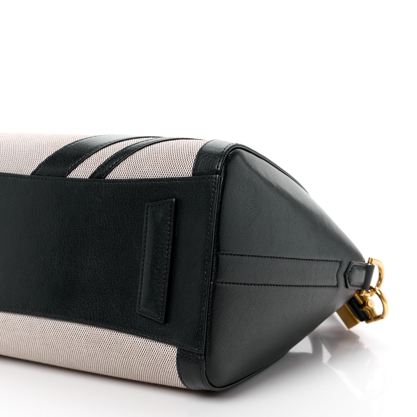 Canvas Sugar Goatskin Striped Small Antigona Black