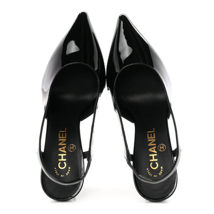 Chanel Patent Calfskin Slingback CC Cutout Pumps 36 Black 2 of 10