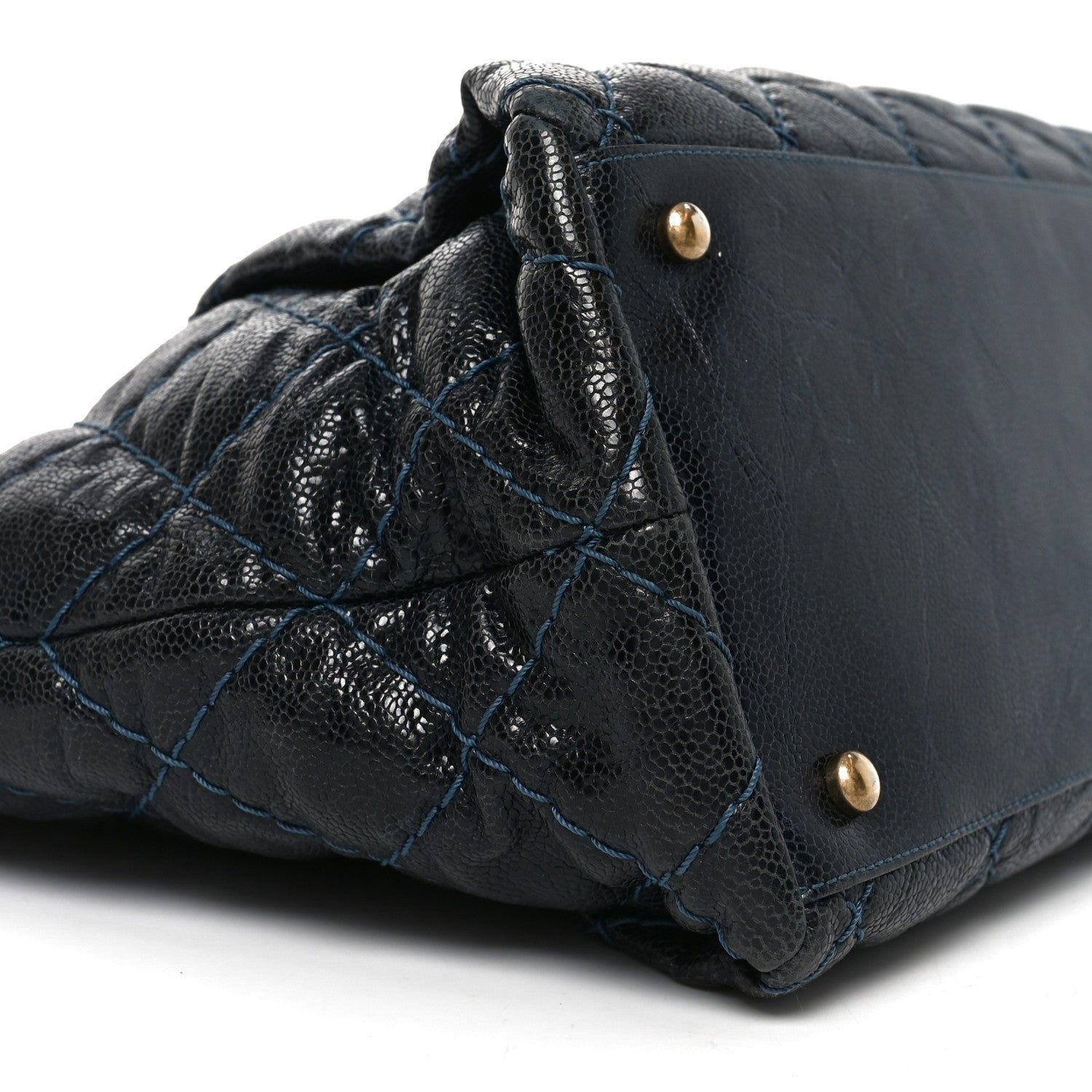 Chanel Glazed Caviar Coco Pleats Totes Navy 9 of 10