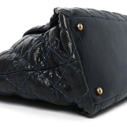 Chanel Glazed Caviar Coco Pleats Totes Navy 9 of 10