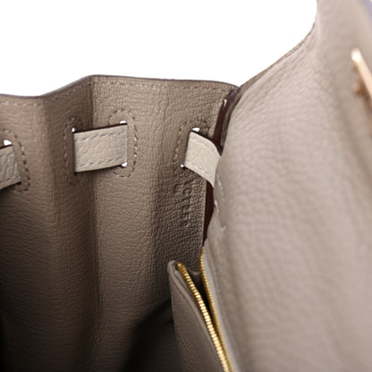 Hermes Taurillon Clemence Horseshoe Kelly Retourne 25 Gris Tourterelle Craie 6 of 10