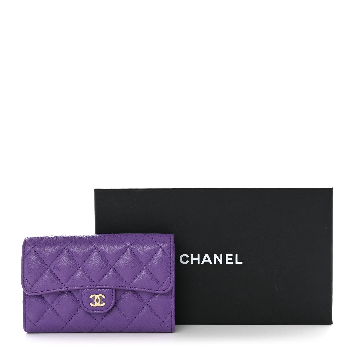 Chanel Caviar Quilted Medium Flap Wallet Purple 11 of 11