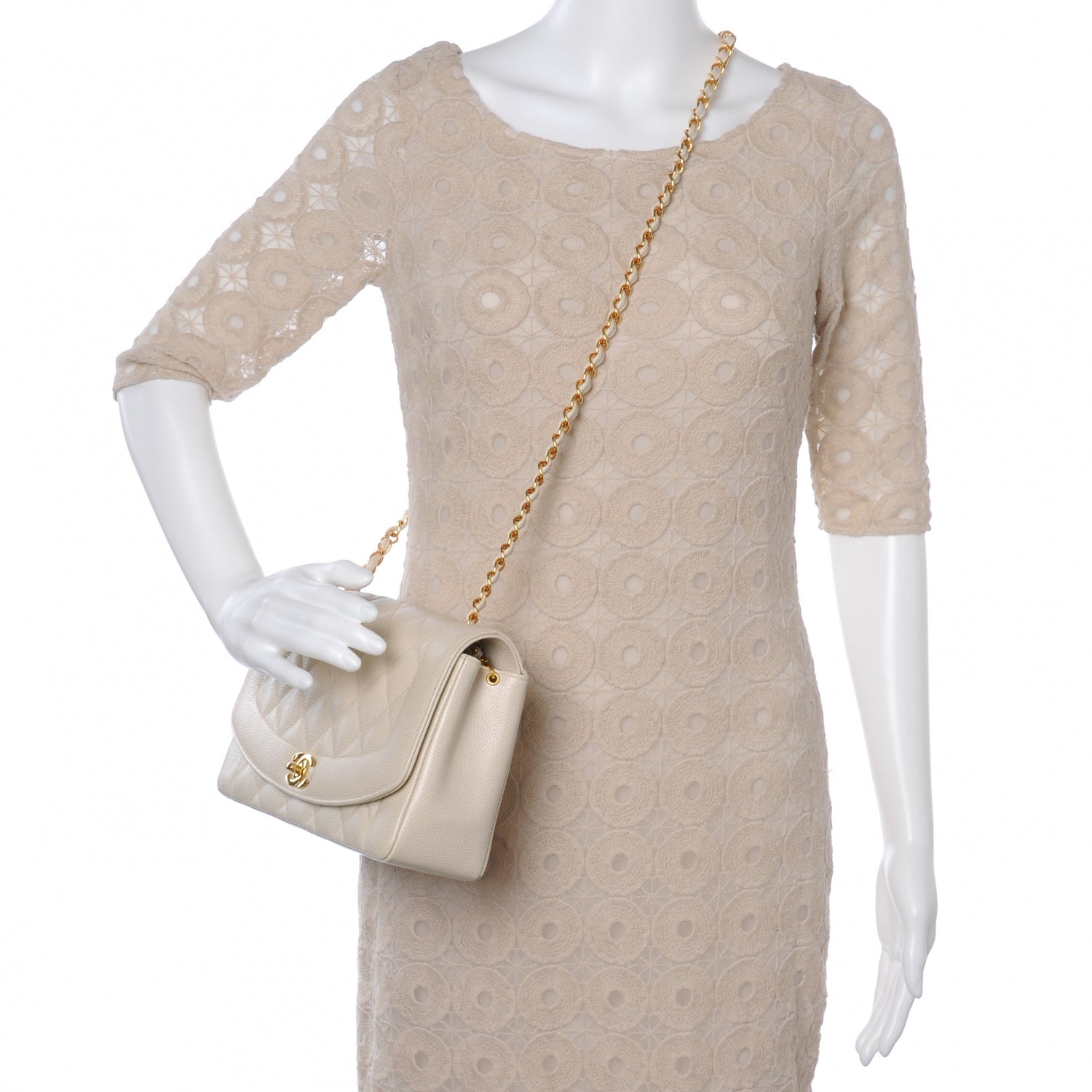 Chanel Caviar Quilted Medium Flap Beige 2 of 7