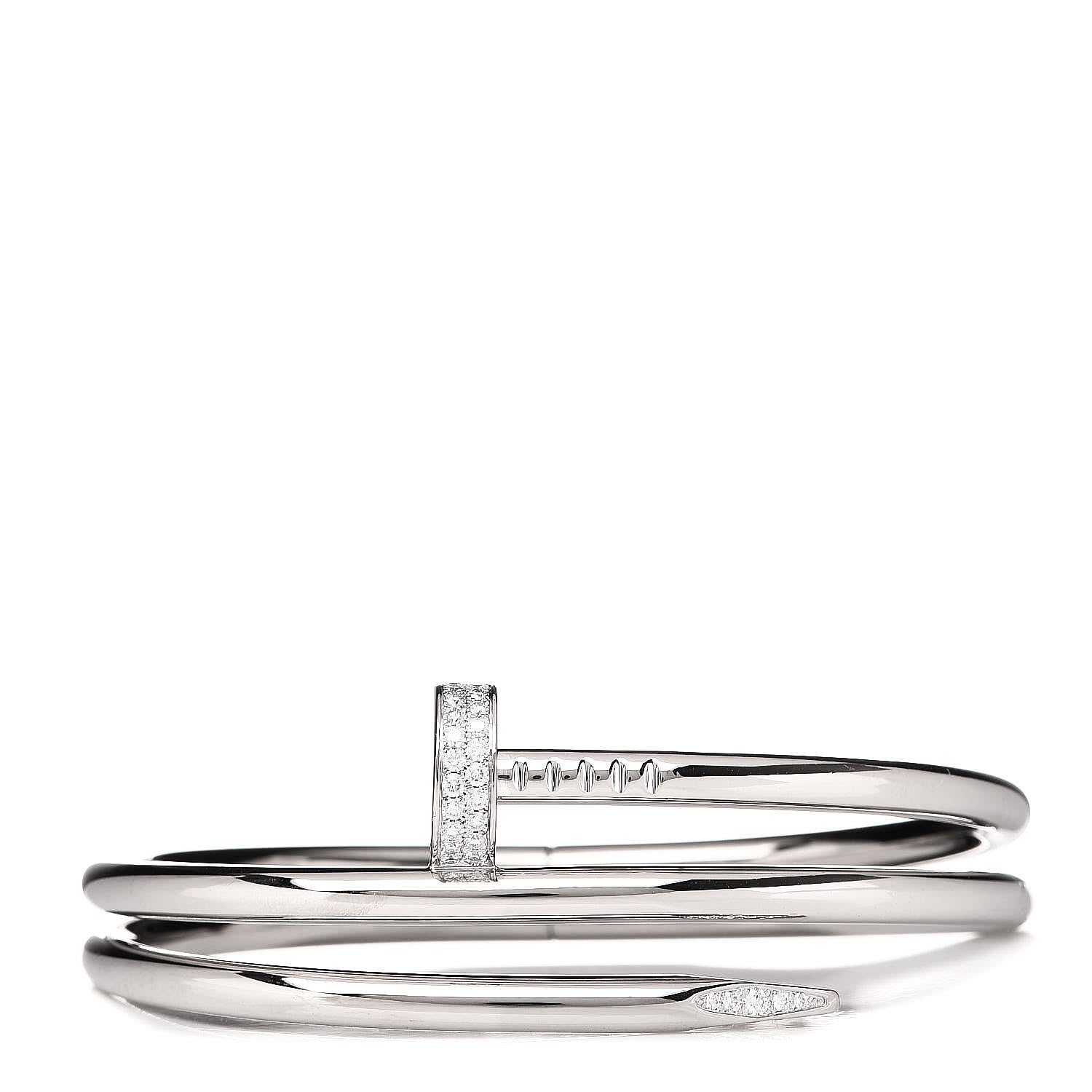 Cartier 18K White Gold Diamond Double Wrap Juste Un Clou Bracelet 15 1 of 4