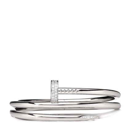 Cartier 18K White Gold Diamond Double Wrap Juste Un Clou Bracelet 15 1 of 4