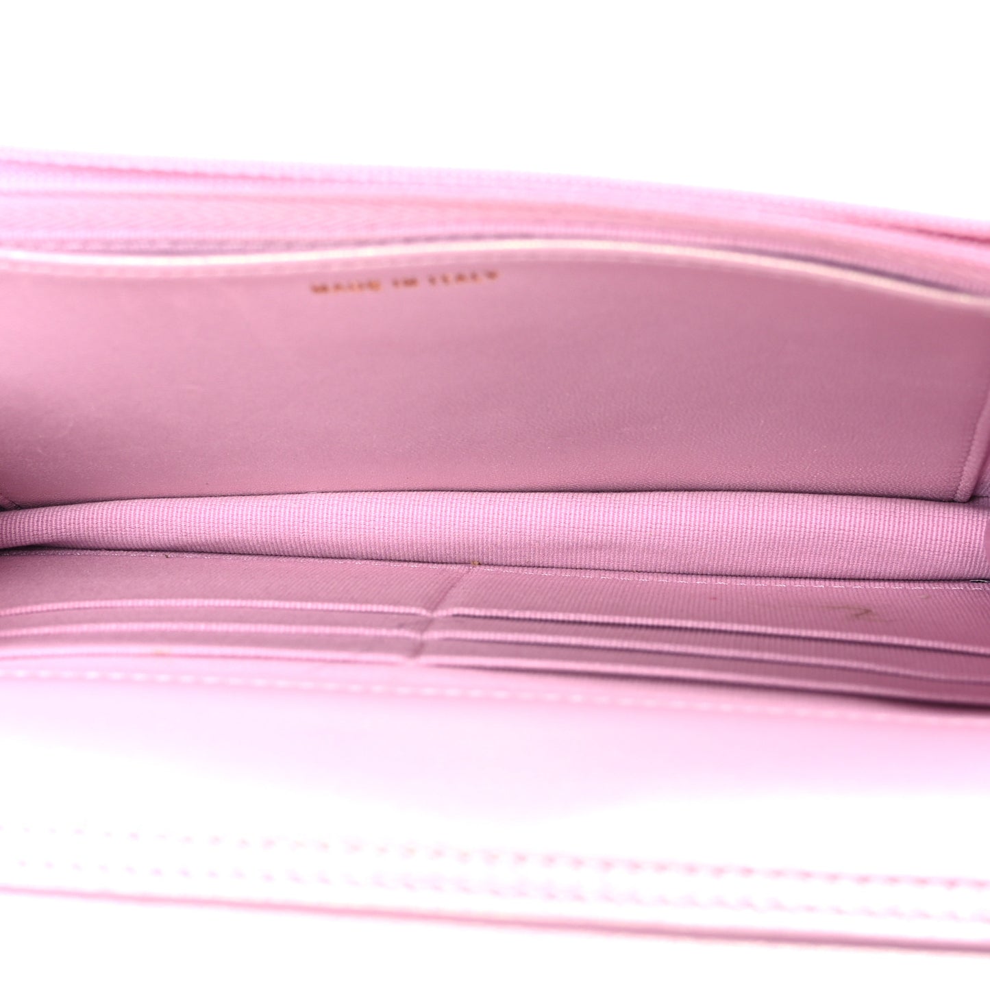 Iridescent Lambskin Quilted CC Pearl Wallet on Chain WOC Pink