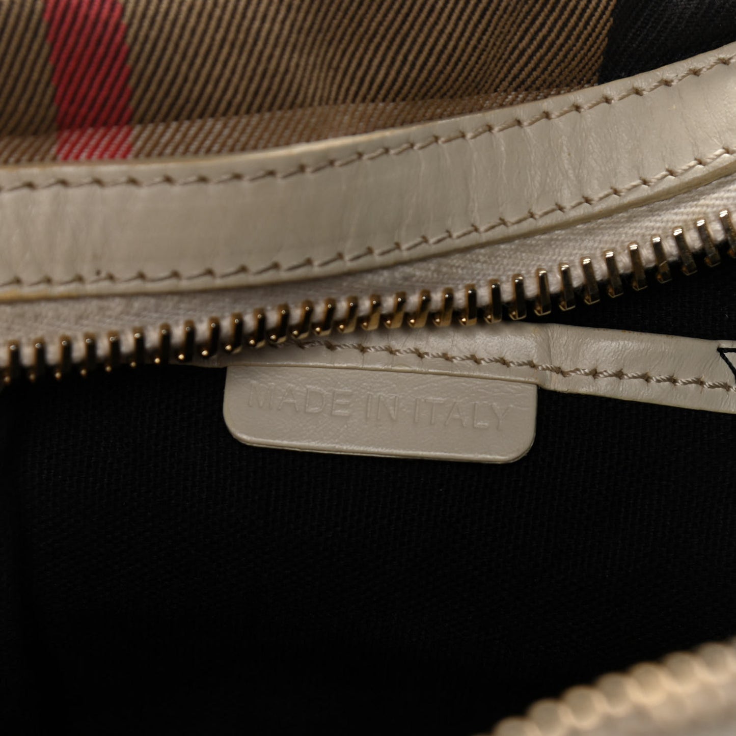 House Check Bridle Calfskin Small Orchard Bowling Bag White