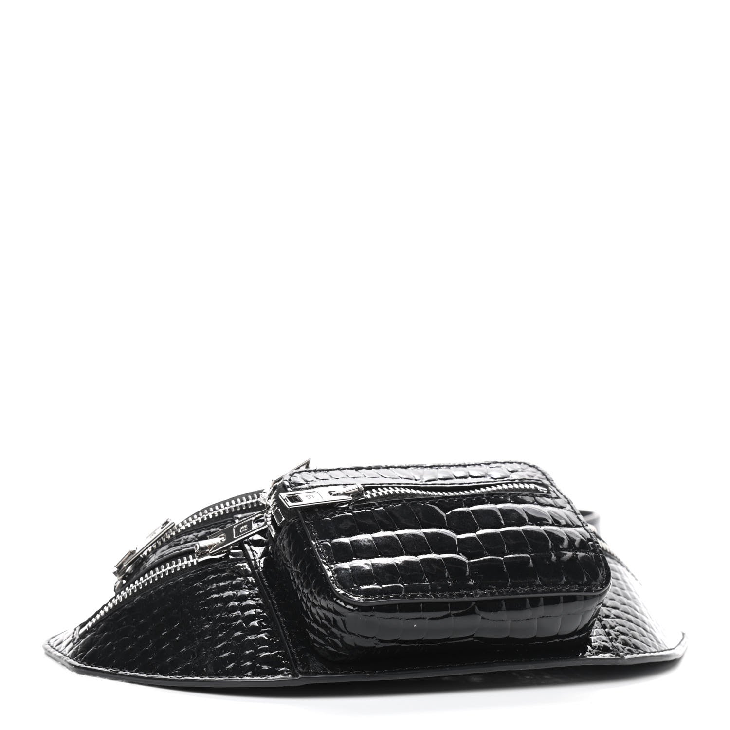 Alexander Wang Crocodile Embossed Patent Mini Top Handle Attica Belt Bag Black 3 of 8