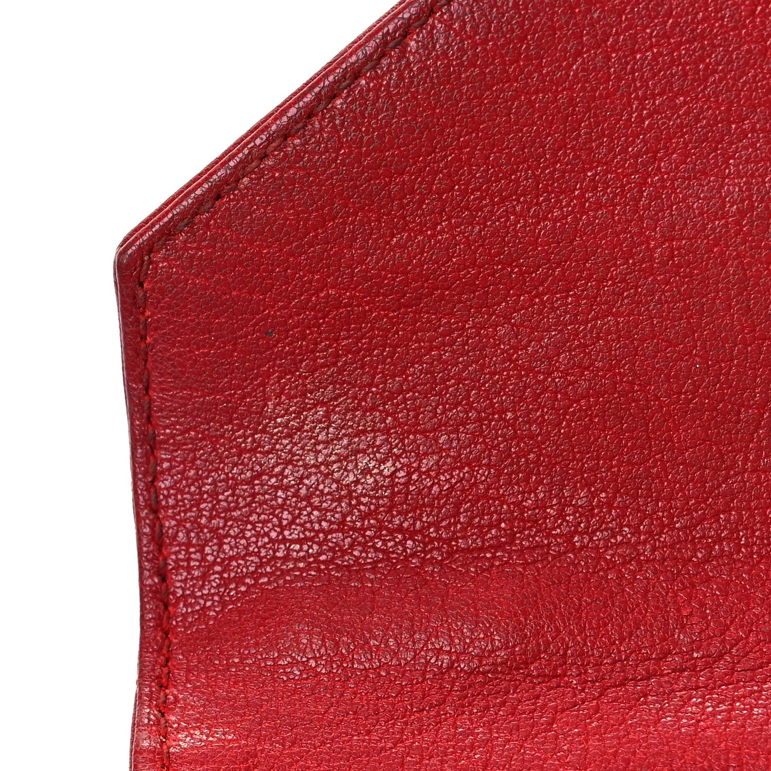 Saint Laurent Sheepskin Matelasse Chevron Monogram College Chain Wallet New Red 13 of 16