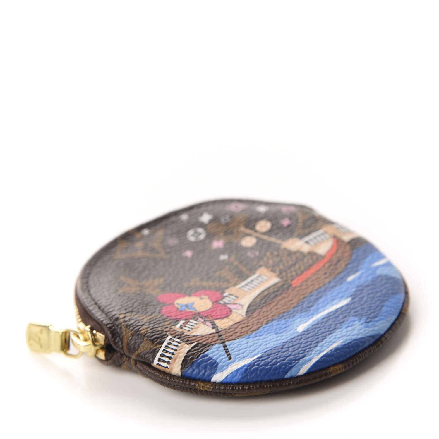 Louis Vuitton Monogram 2019 Christmas Animation Round Coin Purse Blue 4 of 7