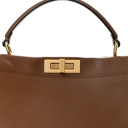 Fendi Calfskin Lace Up Large Peekaboo Iconic Satchel Cognac 8 of 16