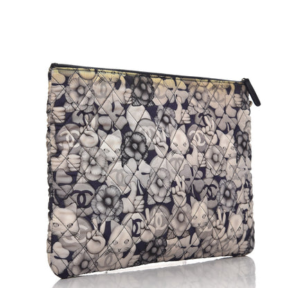 Chanel Nylon Quilted Large Cat Emoticon Cosmetic Case Navy 3 of 9