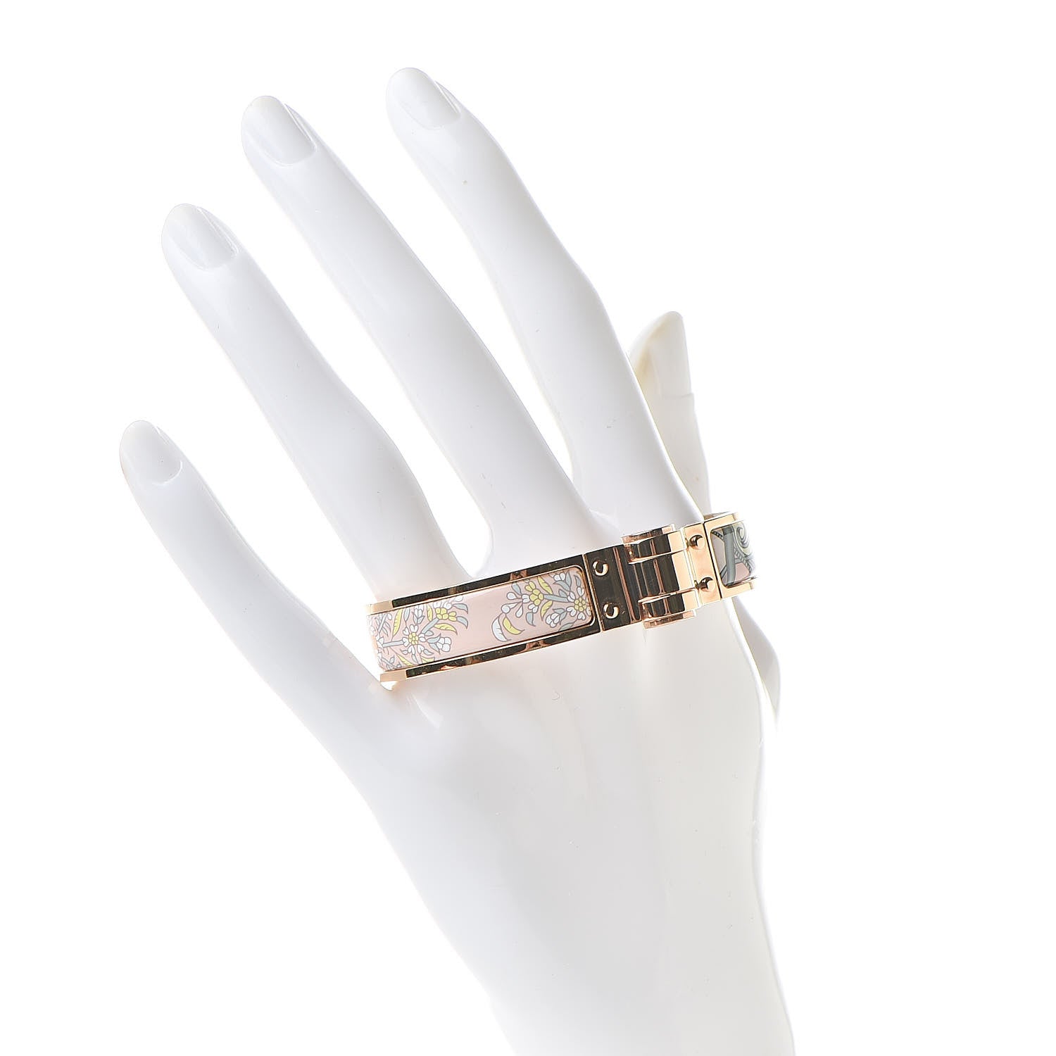 Hermes Enamel Printed Narrow Coup De Fouet Au Bloc Hinged Bracelet S Candeur 2 of 6