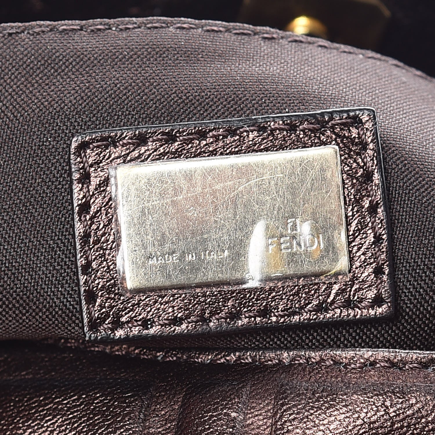 Fendi Metallic Calfskin FF Embossed Small Chef Shoulder Bag Bronze 8 of 15