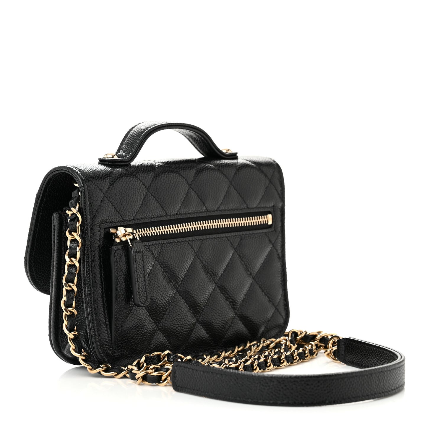 Caviar Quilted Business Affinity Clutch With Chain Black