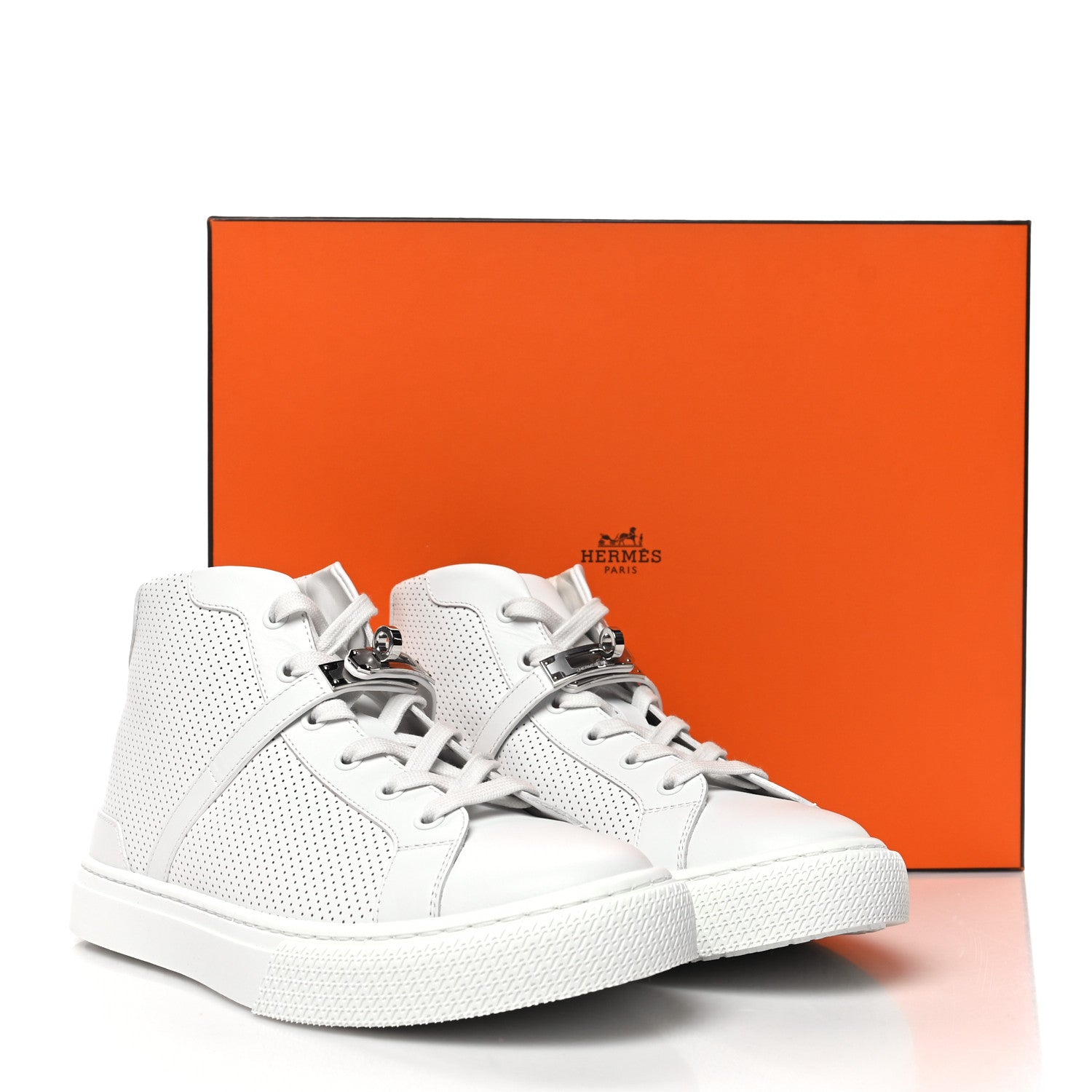 Hermes Calfskin Perforated Daydream Sneakers 39 White 10 of 10