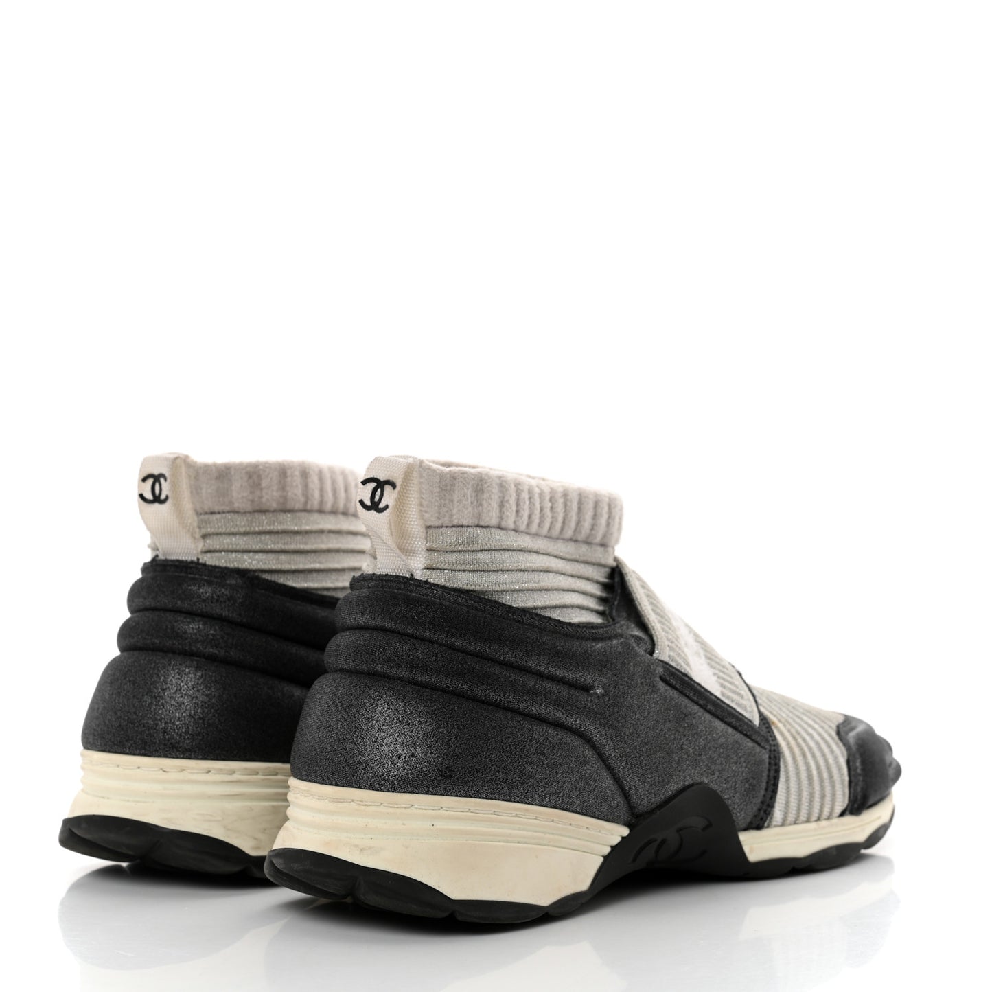 Glitter Stretch Fabric CC Sneakers 39 Grey Black