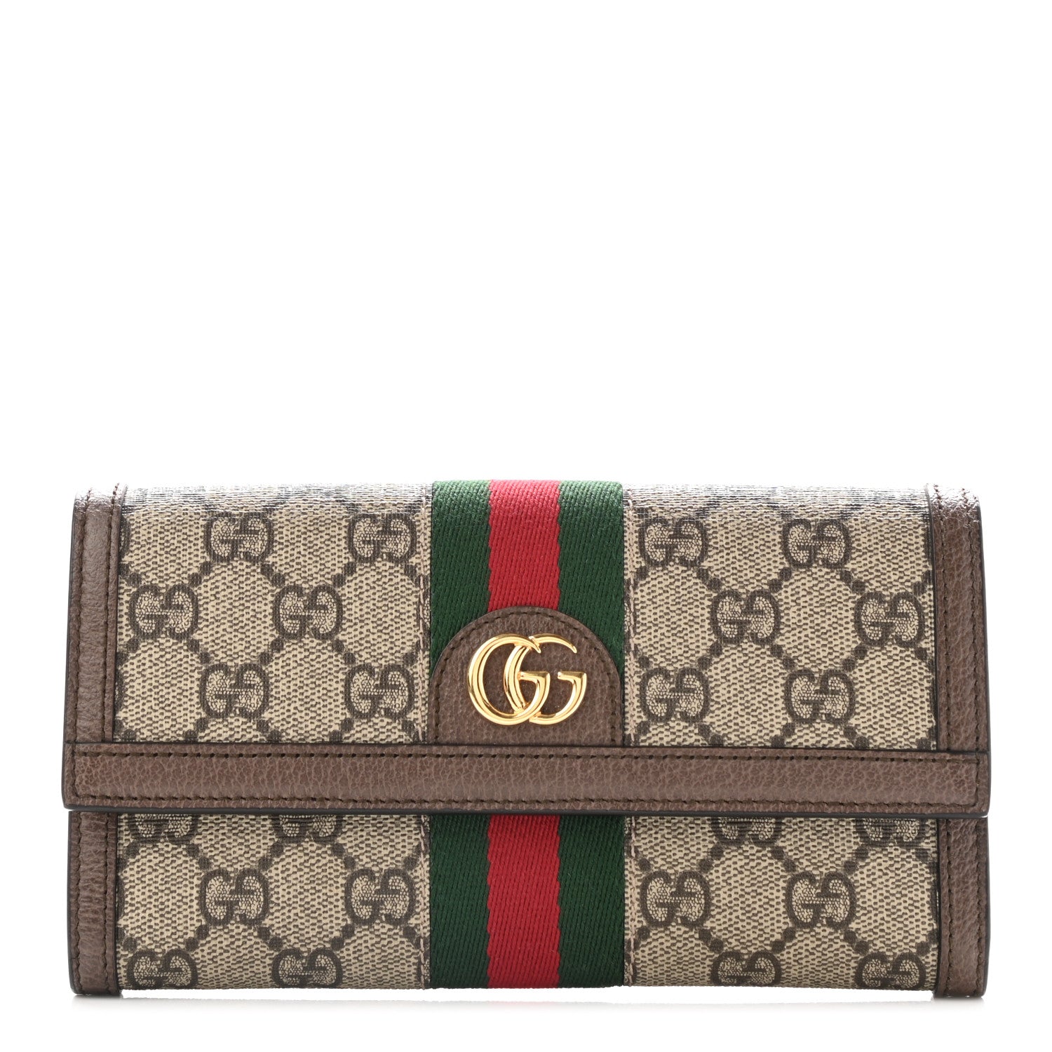 Gucci GG Supreme Monogram Web Ophidia Continental Wallet Brown 1 of 7