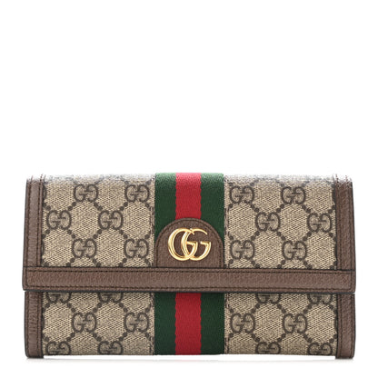 Gucci GG Supreme Monogram Web Ophidia Continental Wallet Brown 1 of 7