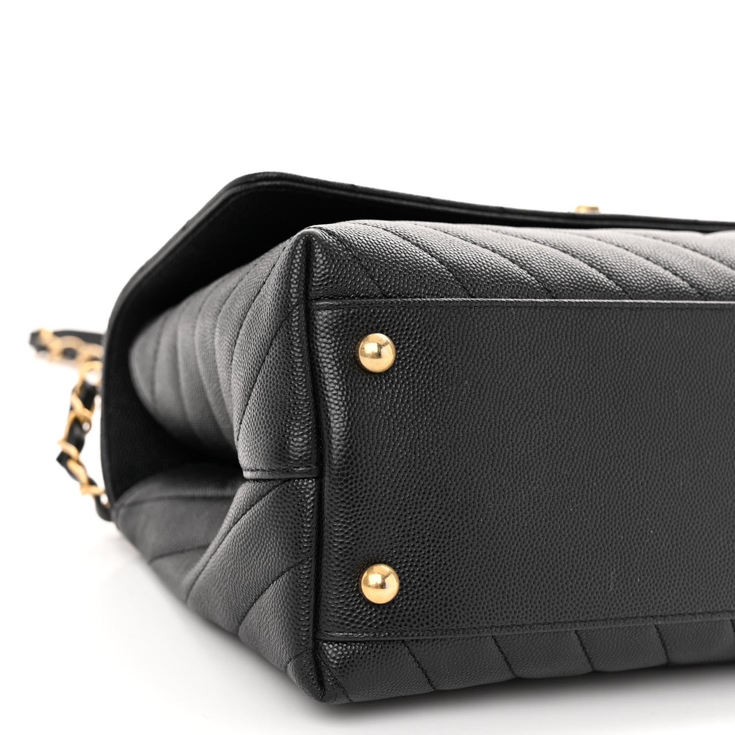 Caviar Lizard Embossed Chevron Quilted Medium Coco Handle Flap Black