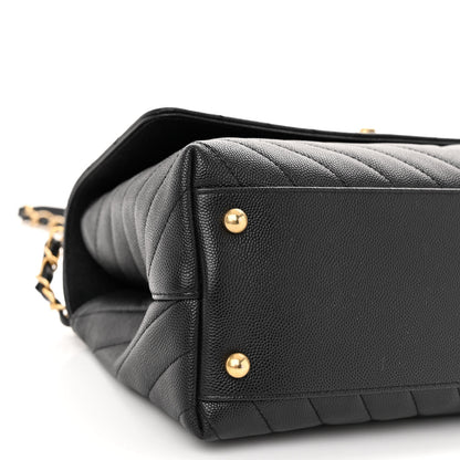 Chanel Caviar Lizard Embossed Chevron Quilted Medium Coco Handle Flap Black 9 of 11